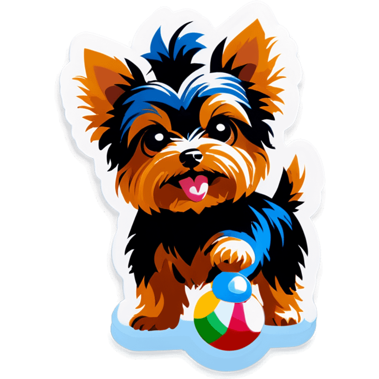 Yorkie playing with toys emoji