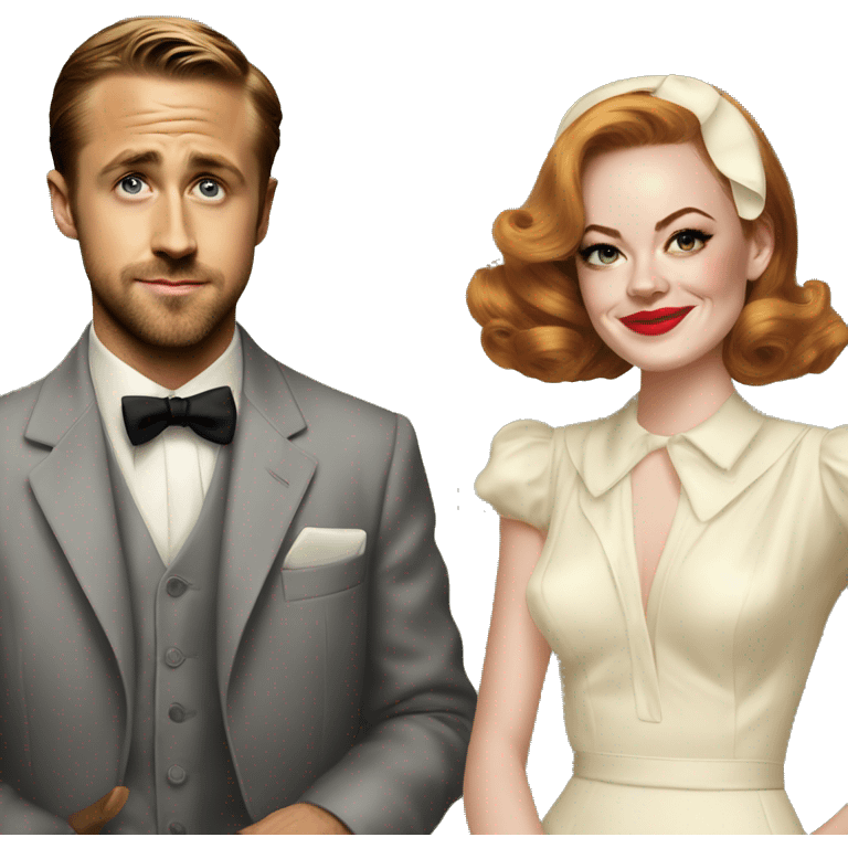 Ryan gosling and Emma stone 1940s party emoji