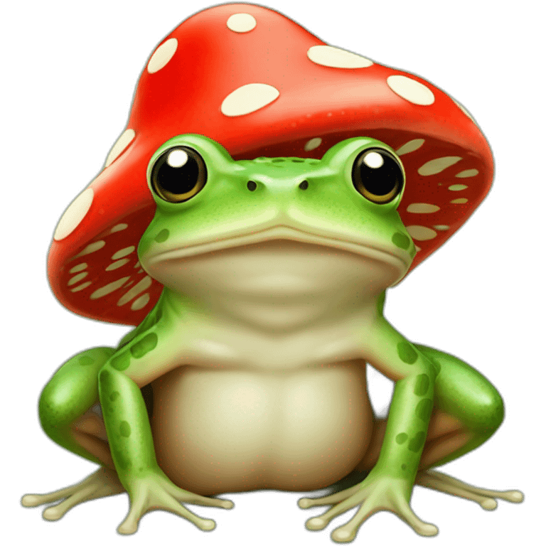 Frog with fly agaric hat on head emoji