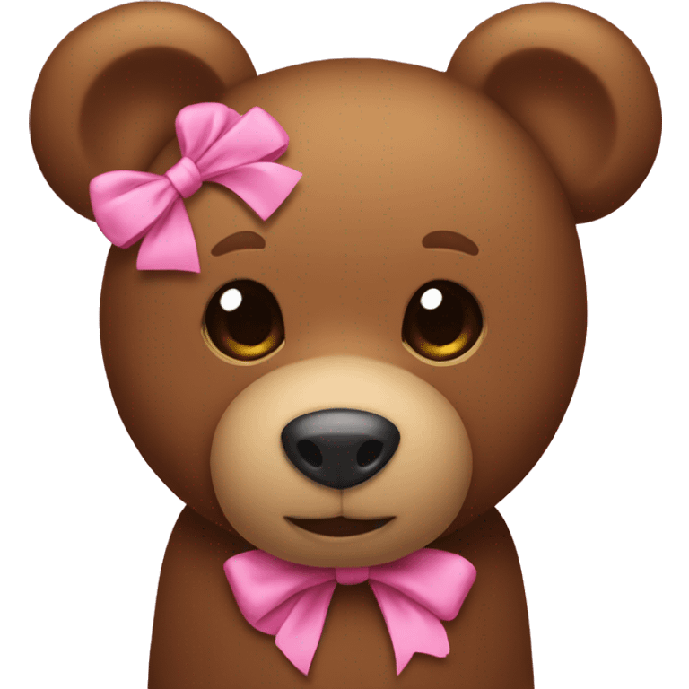 Brown teddy bear with pink bow emoji