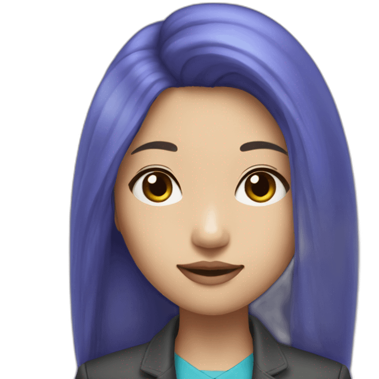 Blue purple long hair jacket asian girl emoji