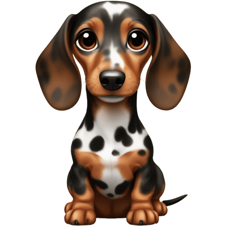 a baby dachshund with spots emoji