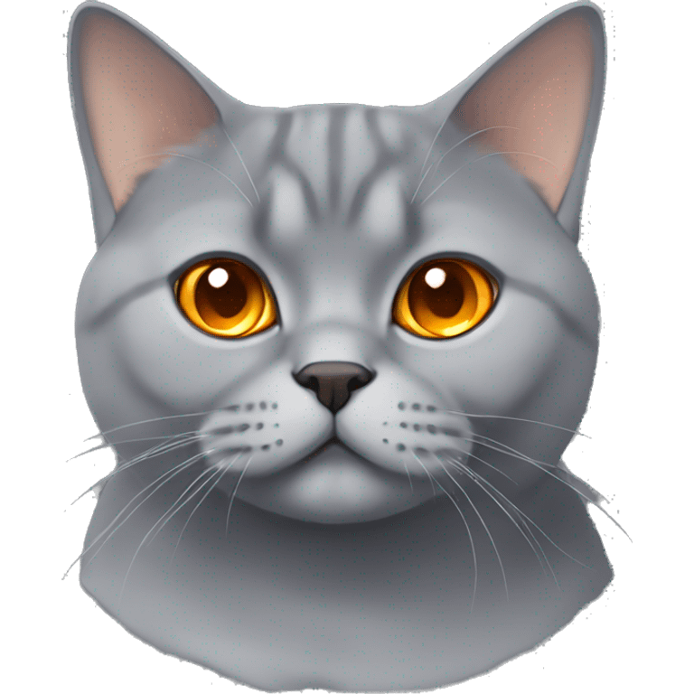 grey british shorthair cat with orange eyes  emoji