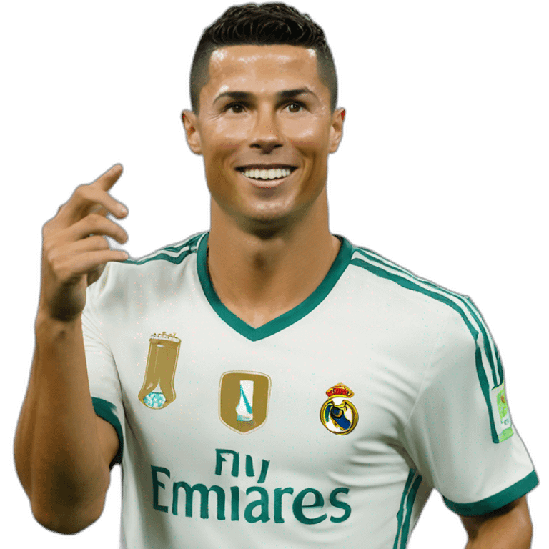 Ronaldo haciendo el siu en el aire  emoji