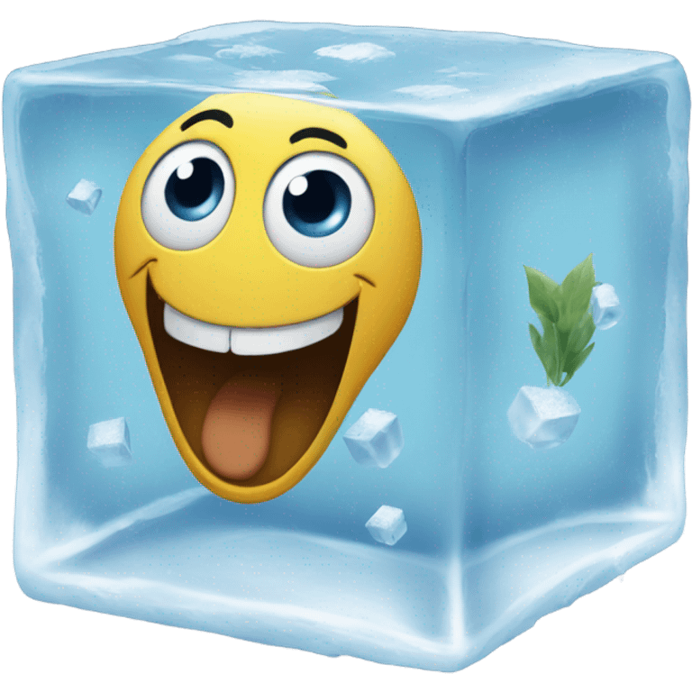 emoji smiley face frozen in an ice cube emoji