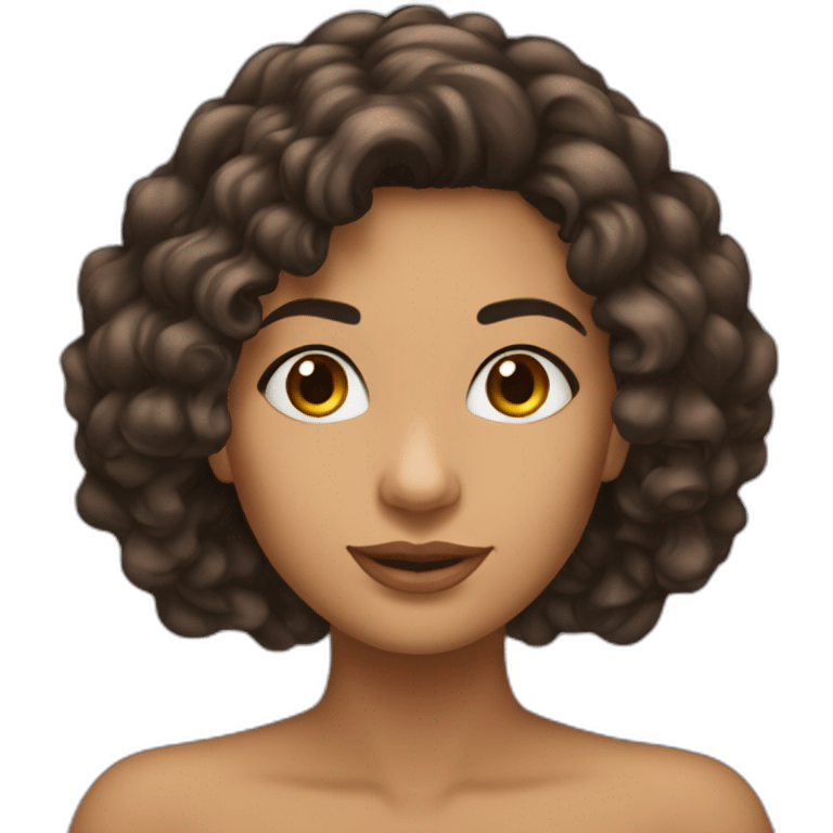 Mulher morena cabelo castanho cacheado emoji