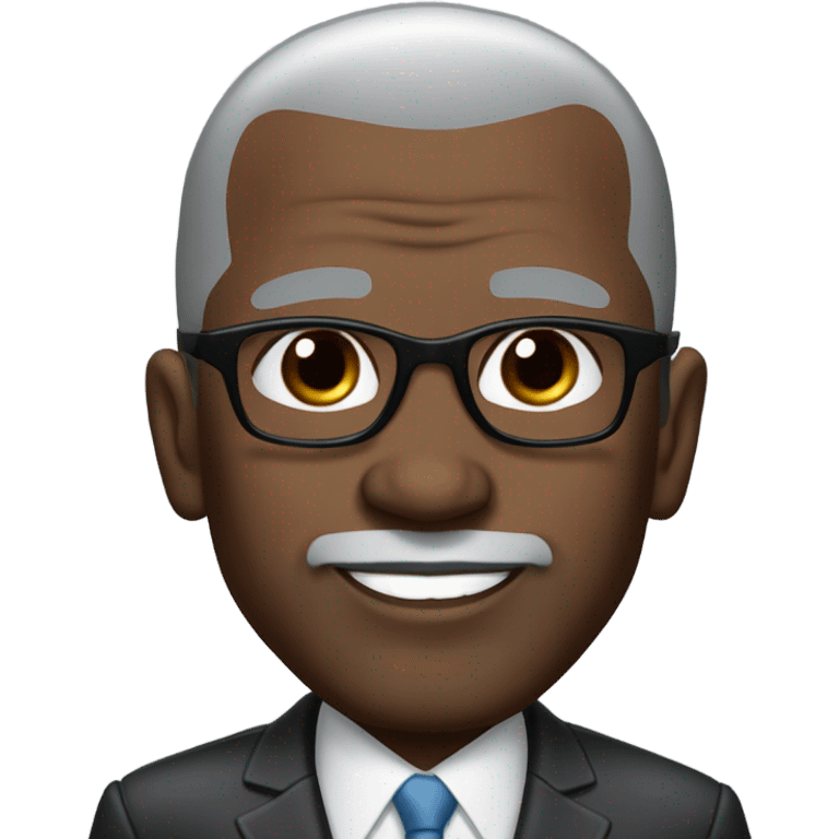 deon sanders with small round face and suit and glasses and buzz cut and small eyes and over 50 small gray bearded receding hairline and small black eyes and wrinkled forehead emoji