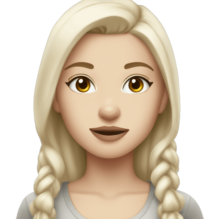 Ash blonde girl grey eyes with white pitbull emoji