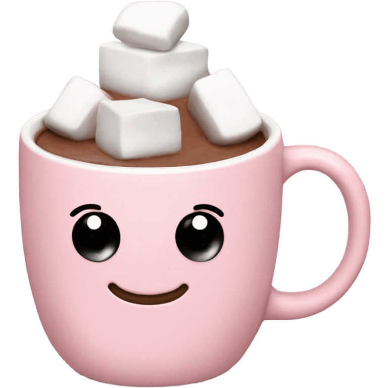 Light Pink mug of hot chocolate with marshmallows  emoji