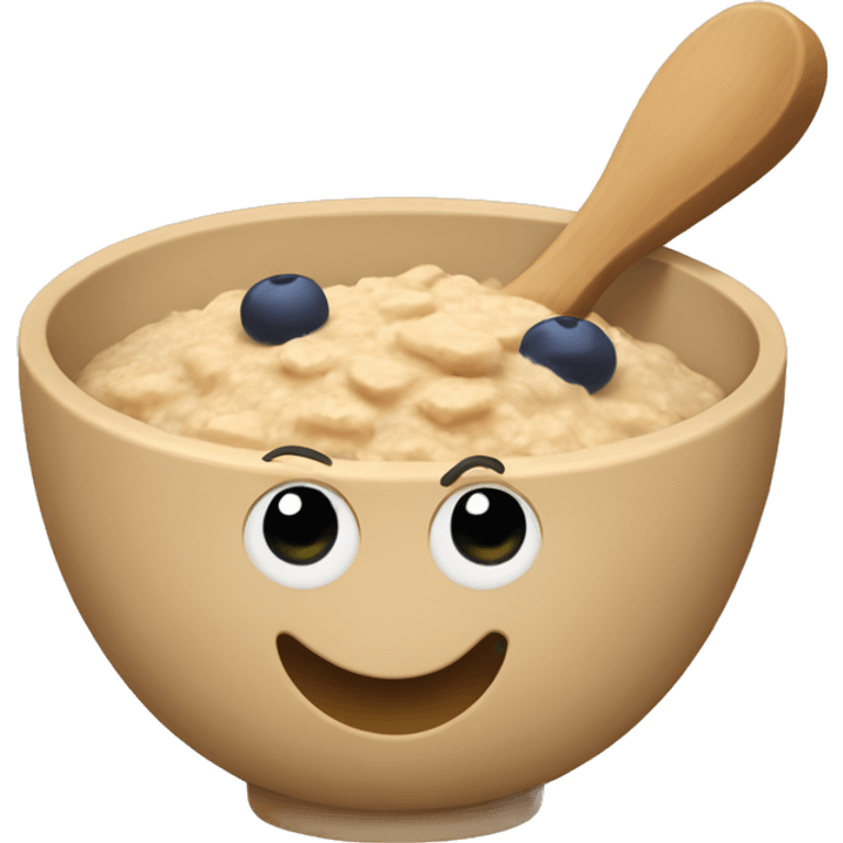 Oatmeal with a wooden spoon in it emoji