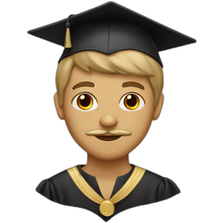 tan boy with mustache and graduation hat emoji