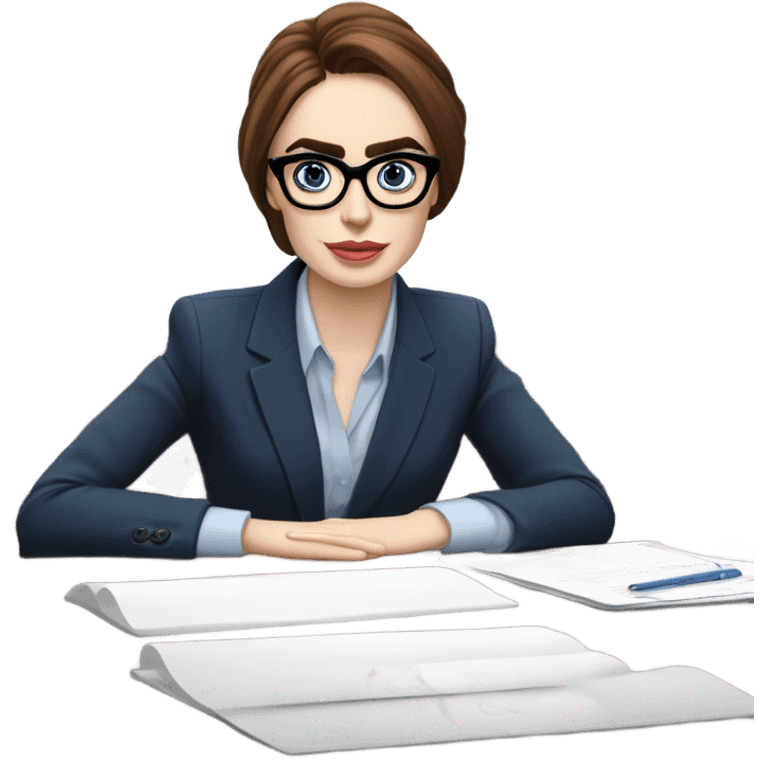 Lily collins blue eyes wearing glasses in a business meeting  emoji