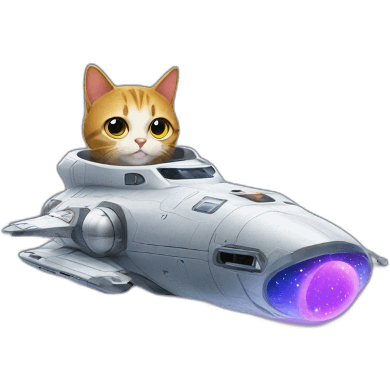 Spaceship with cat piloting emoji