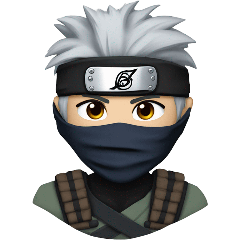 Kakashi With Black hair and Black beard , Ninja West  emoji