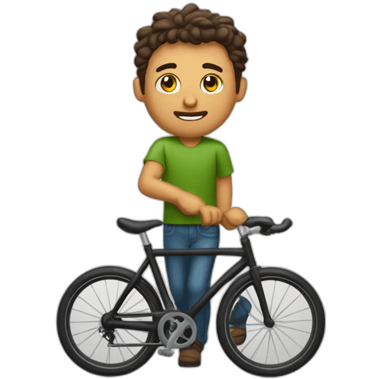 hombre gordo pelon con bicicleta emoji