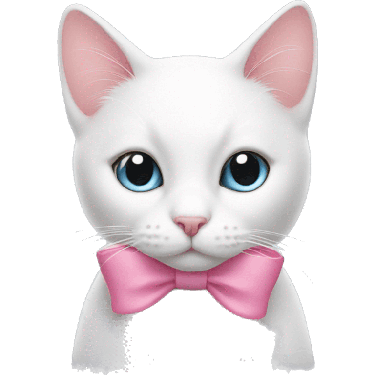 white cat with a pink bow on the ear emoji