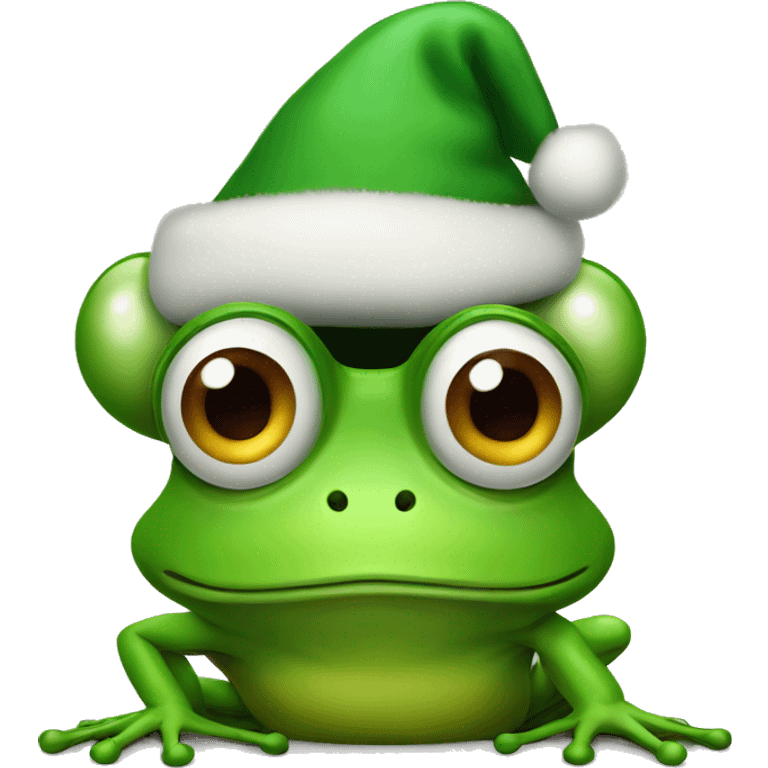 Frog wearing xmas hat emoji