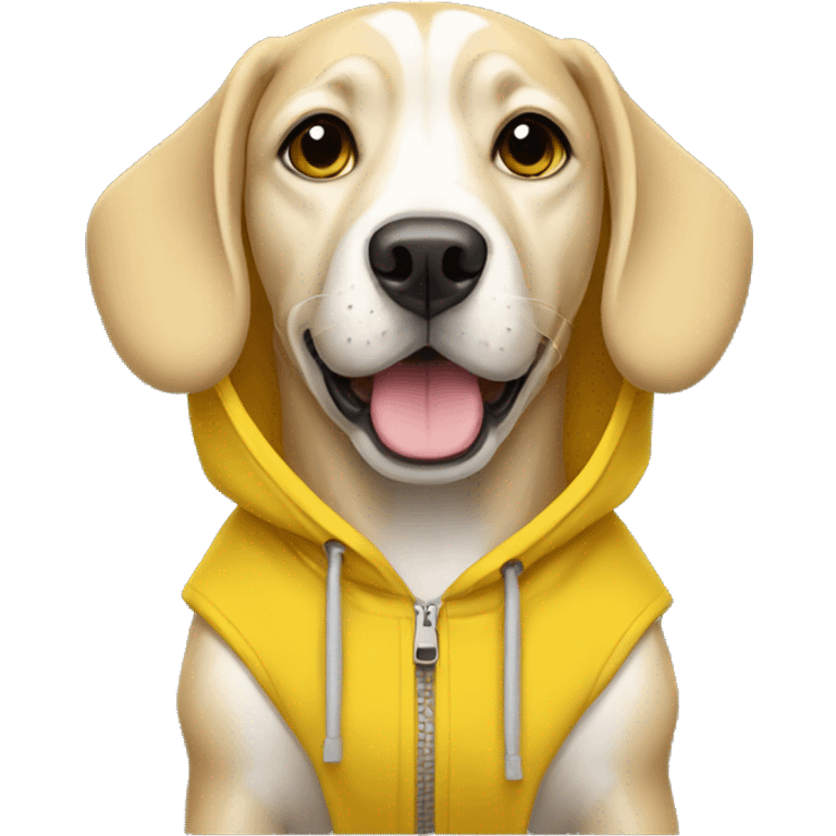 Dog wear yellow hoodie emoji