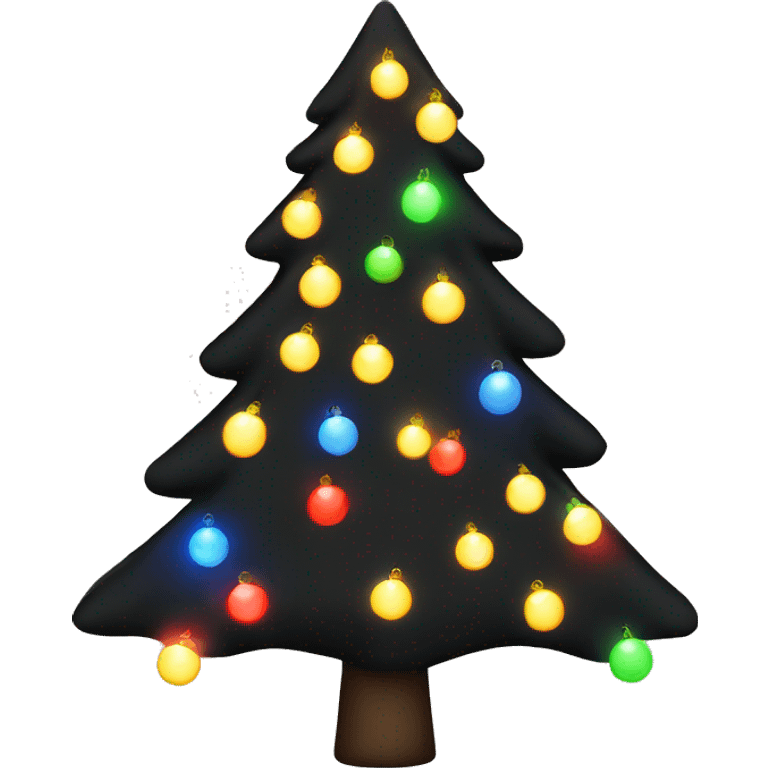 Black Christmastree with lights emoji