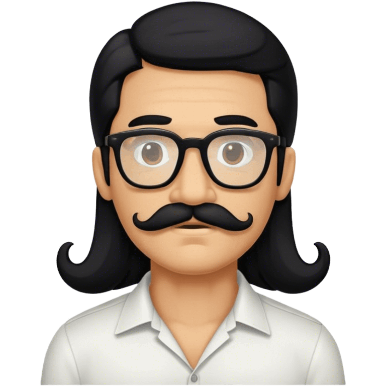 edgy man with long hair and a mustache tan black glasses emoji