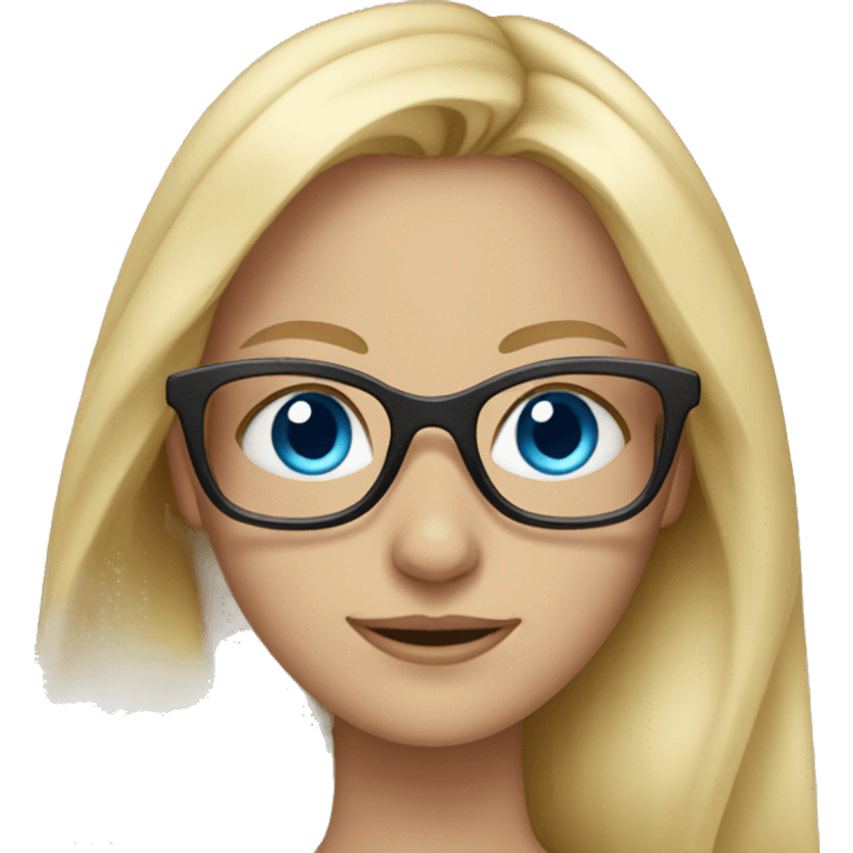 Long blonde haired woman with blue eyes with glasses  emoji