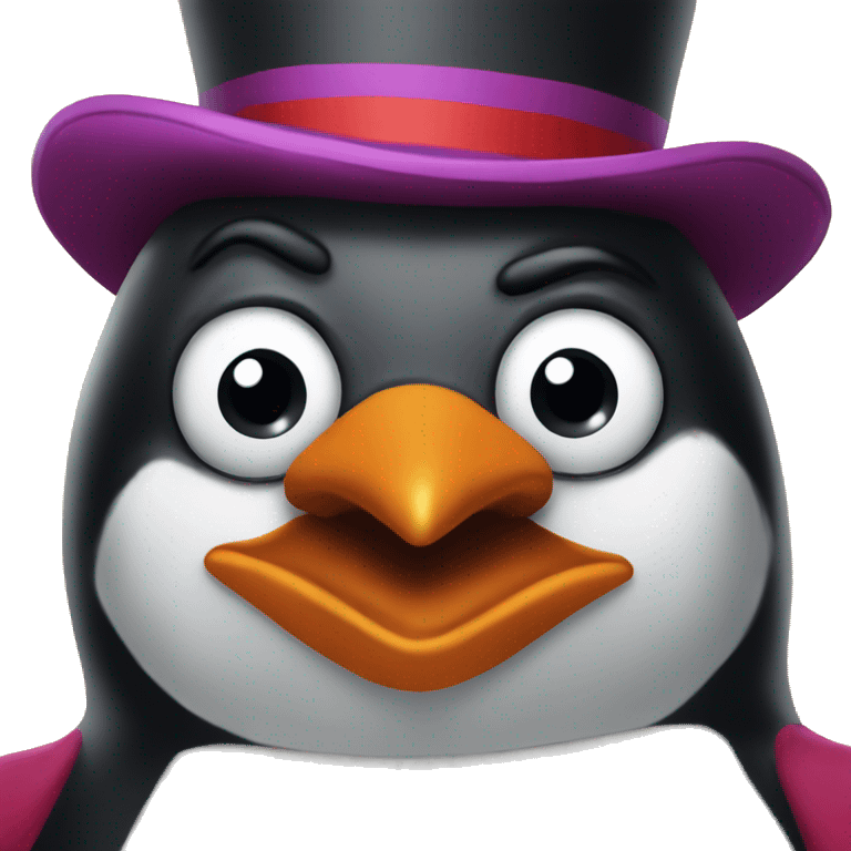 penguin wearing a clown costume emoji