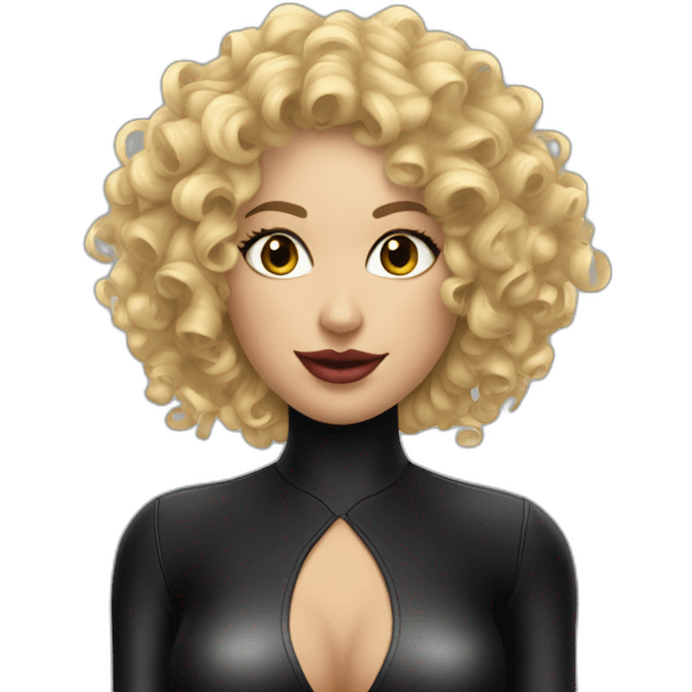 curly-blonde-woman-latex-black-catsuit emoji