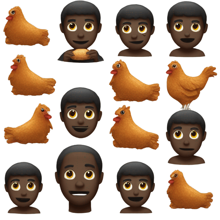 Dark man eating chicken emoji