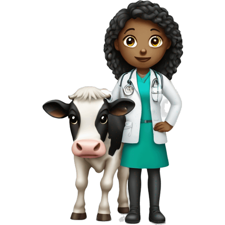 Girl vet with cow emoji