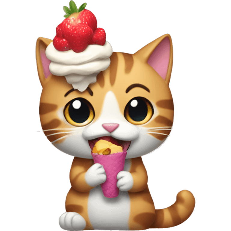 Gato comiendo un helado emoji