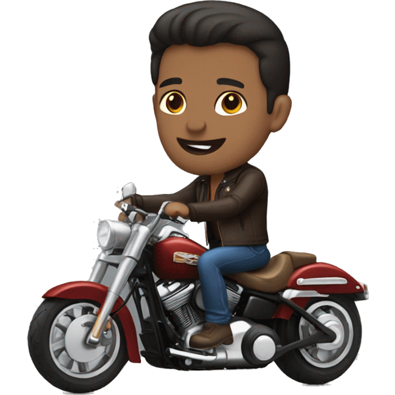 Brunette Man riding a harley emoji