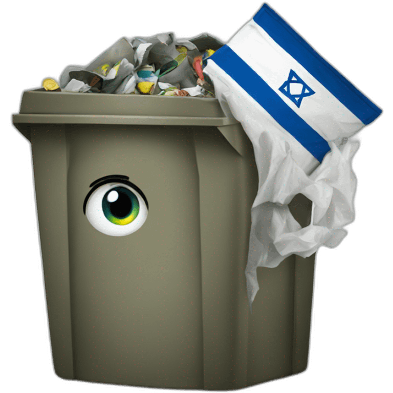 Israel in trash with long nose emoji