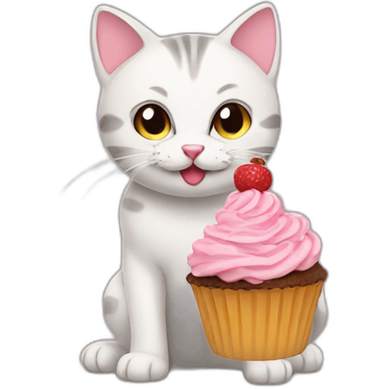 Cat eating cupcake emoji