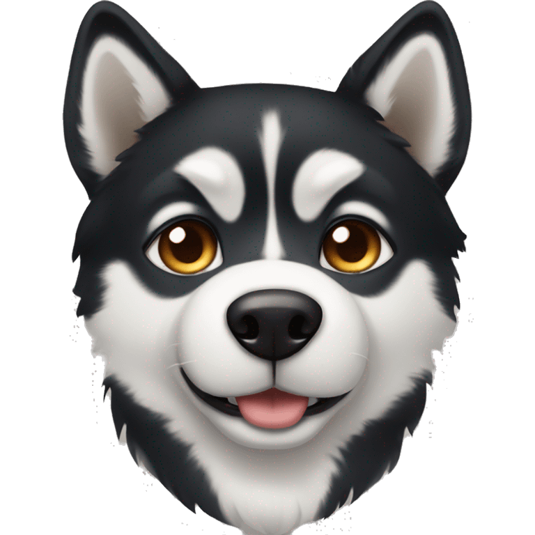 Black husky with white and brown fur and with heterochromia emoji