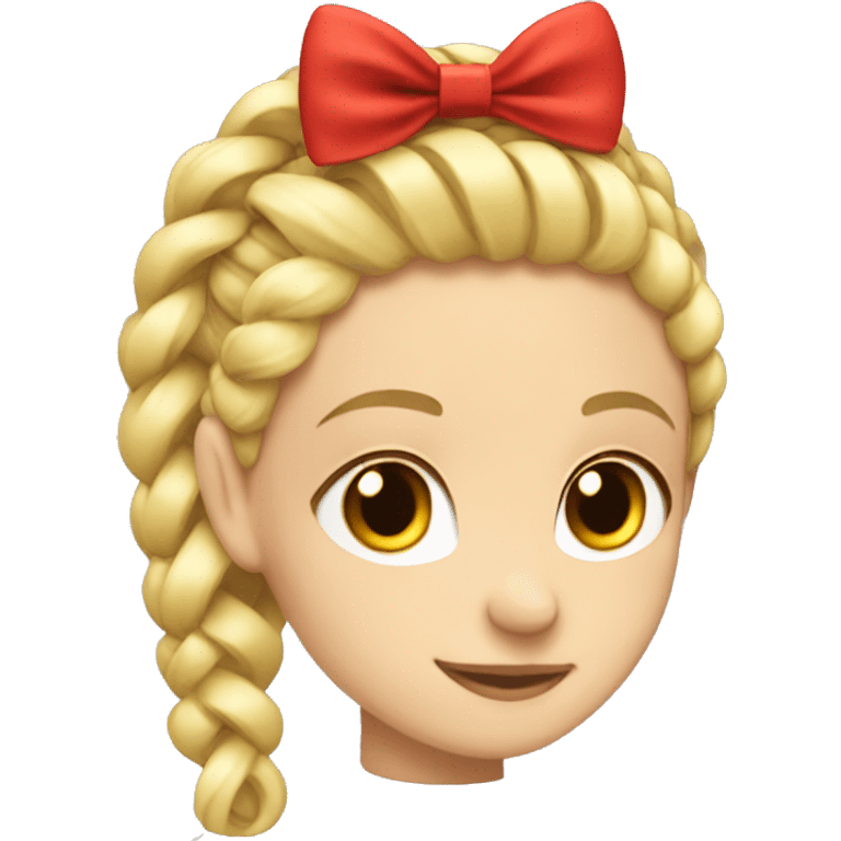 Blonde braid with red bow emoji