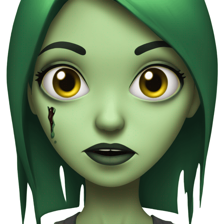 Brunette zombie girl in horror zombie green  emoji