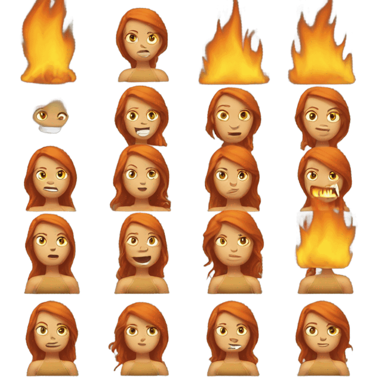 Ginger girl with hair on fire emoji