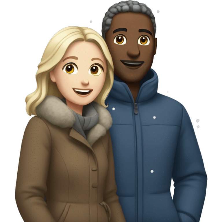 White Couple in snow  emoji