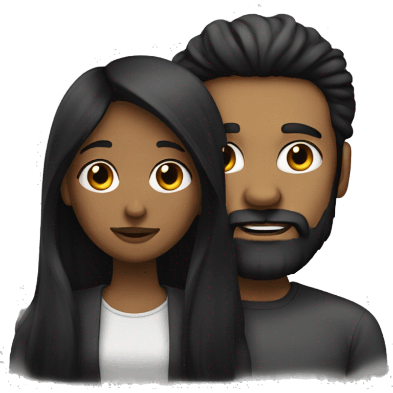 Black long hair girl with a man with black beard and a bit darker  emoji