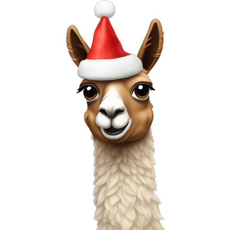 Llama with Christmas hat emoji