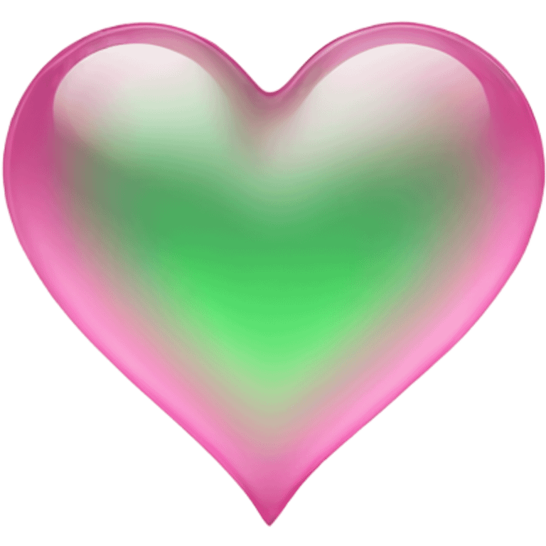 Glass pink green heart emoji