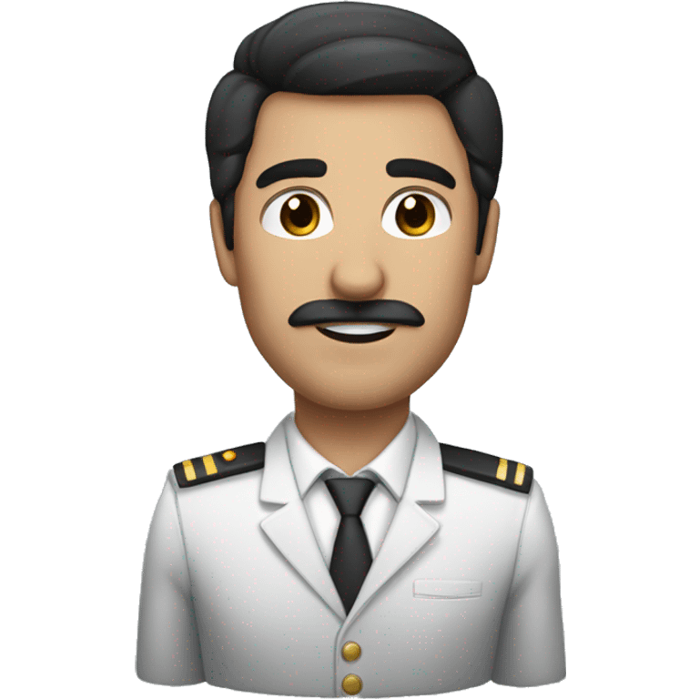 dark hair dark eye man with short mustache flight attendant emoji