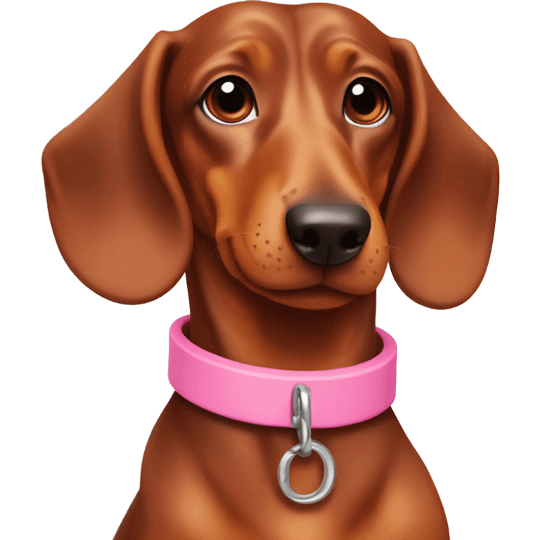 Brown daschund pink collar with the name suki  emoji