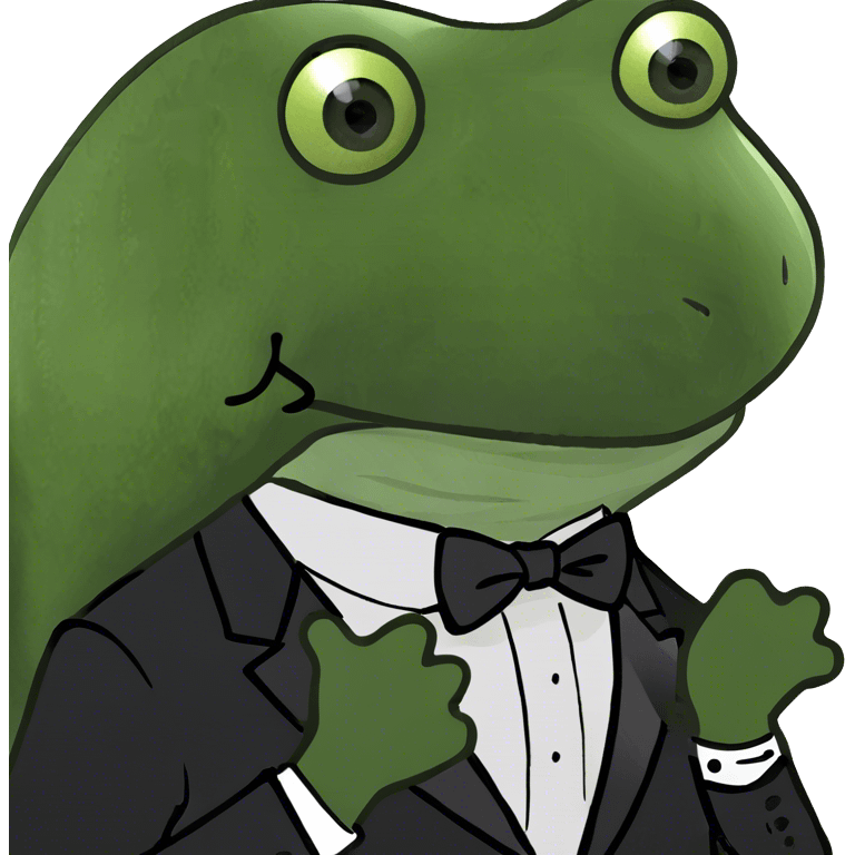 bufo wearing a black tuxedo  emoji