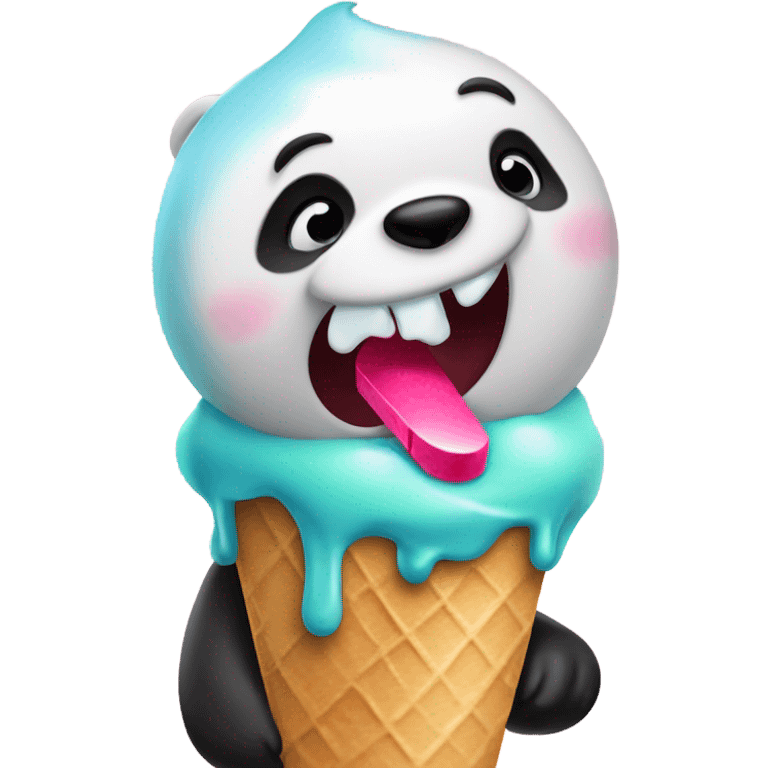 Panda eating ice cream emoji