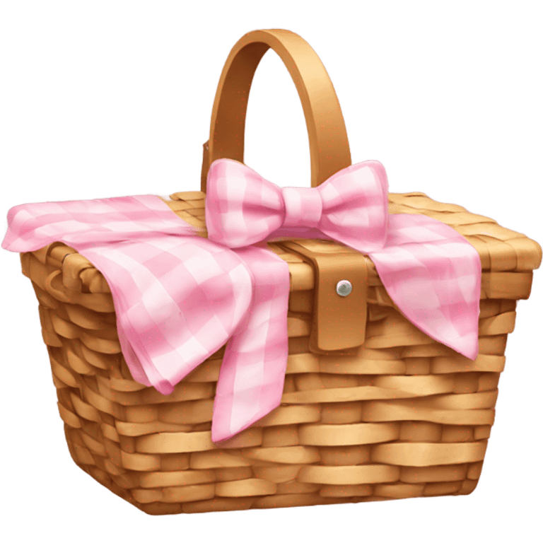 Picnic basket with light pink bow emoji