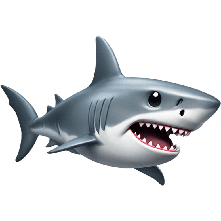 A large, toothy shark with a menacing expression, its body a metallic gray color. emoji