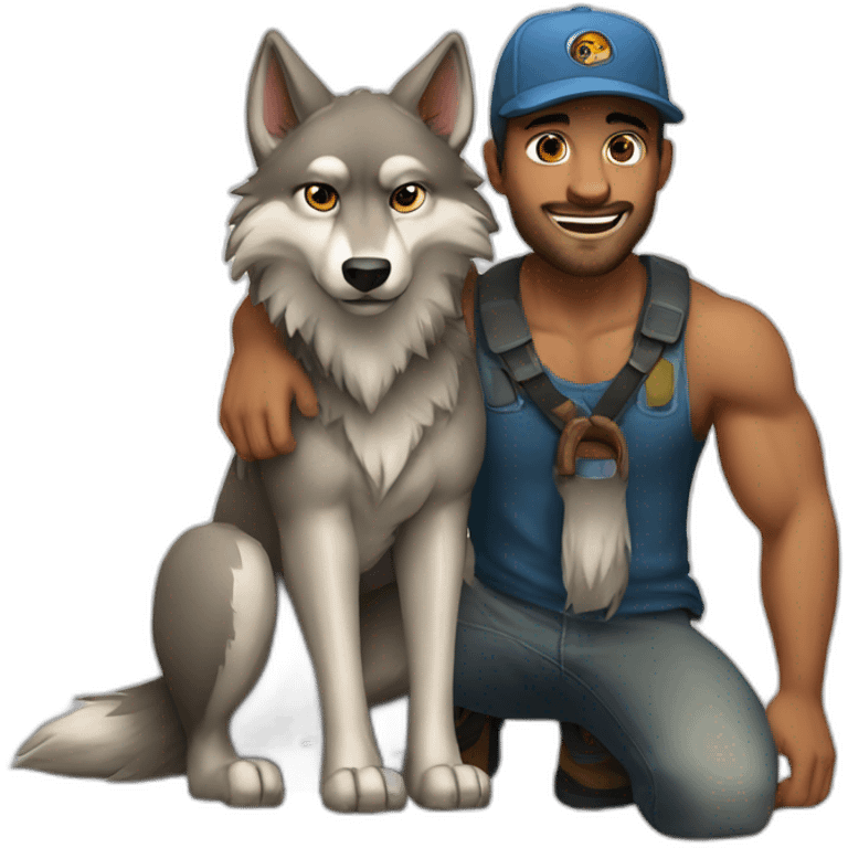 Wolf with babe all cap emoji