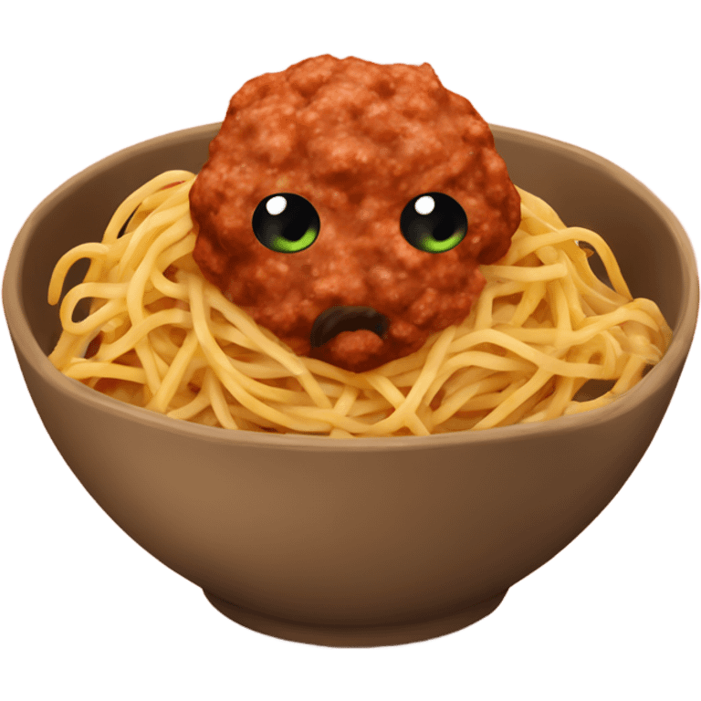 spaghetti with meatballs in a bowl emoji