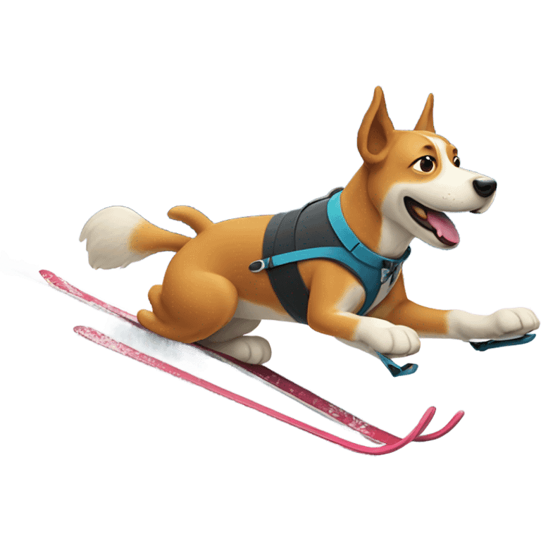 A dog skiing with a mountain in the backround emoji